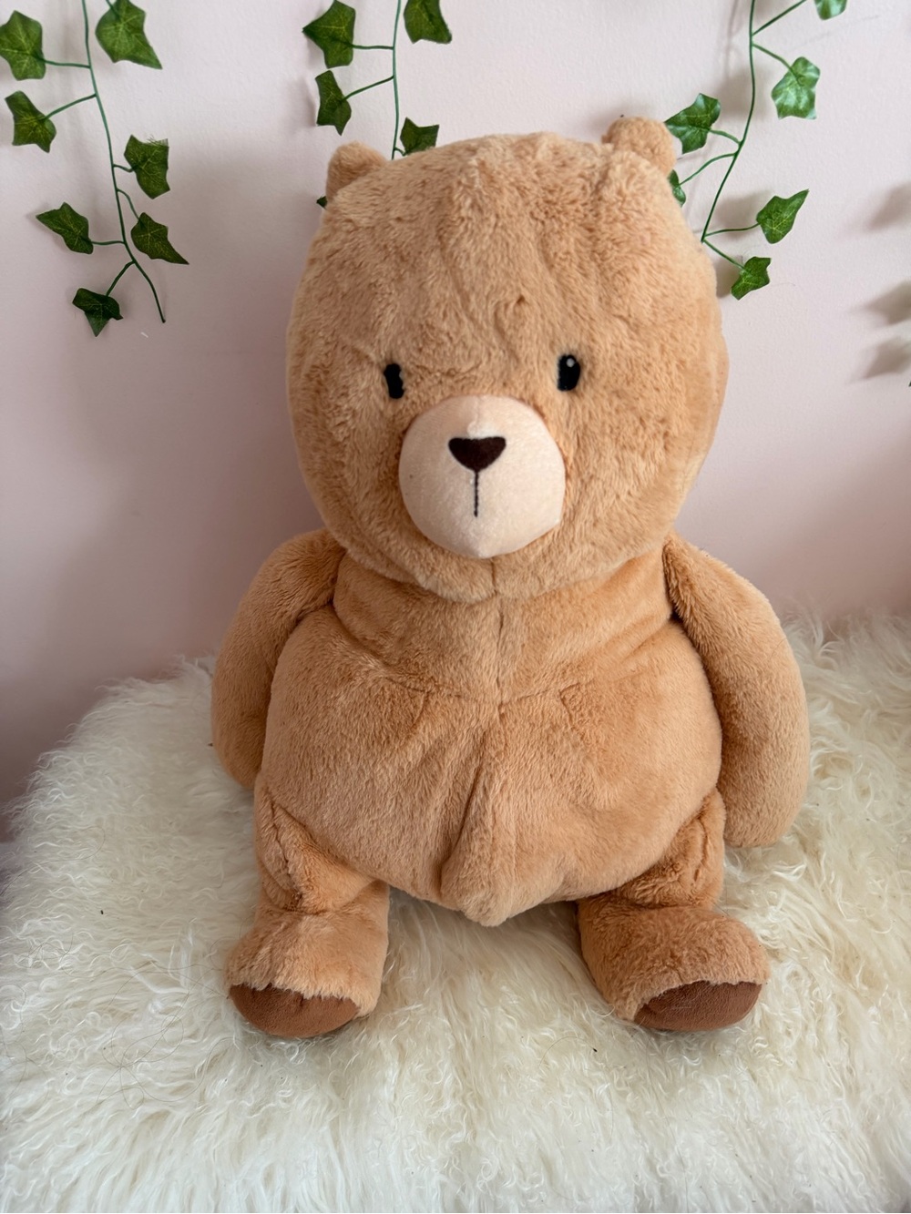 Plush Tan Bear Stuffed Animal - Soft Cuddly Toy
